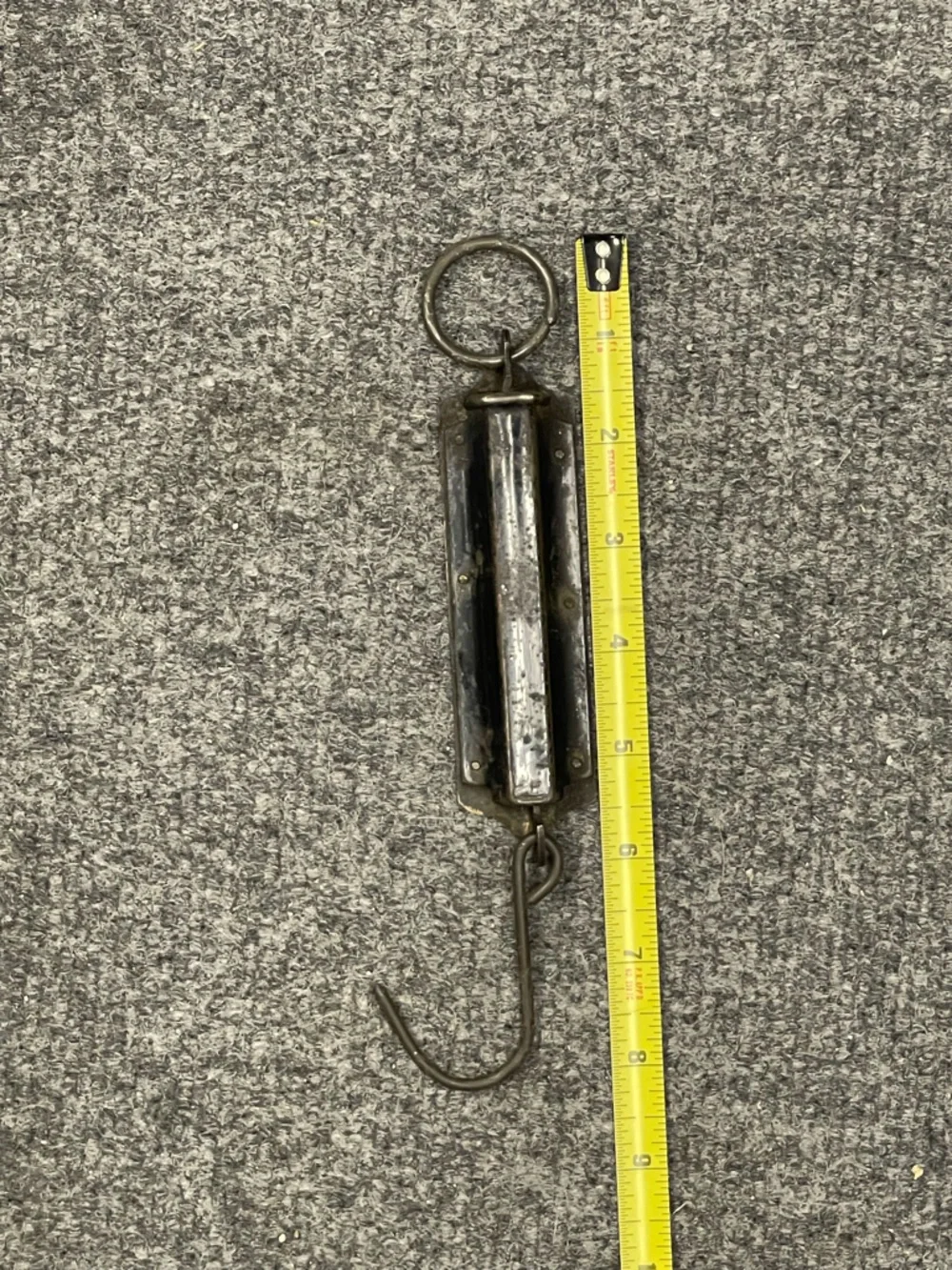 Vintage Metal Hanging Forschner’s Balance No. 2 Scale Hook in Blackened Steel